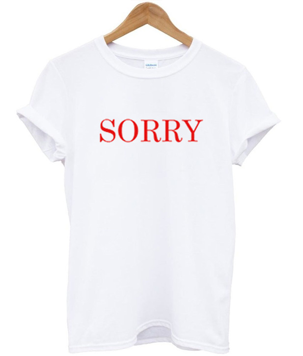 sorry shirt on back