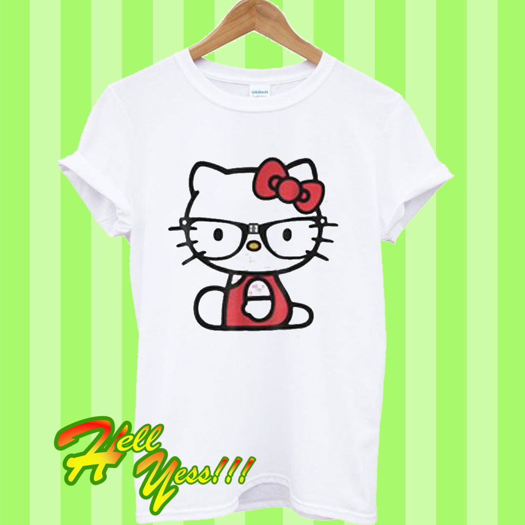 Hallo Kitty Nerd Glasses T Shirt