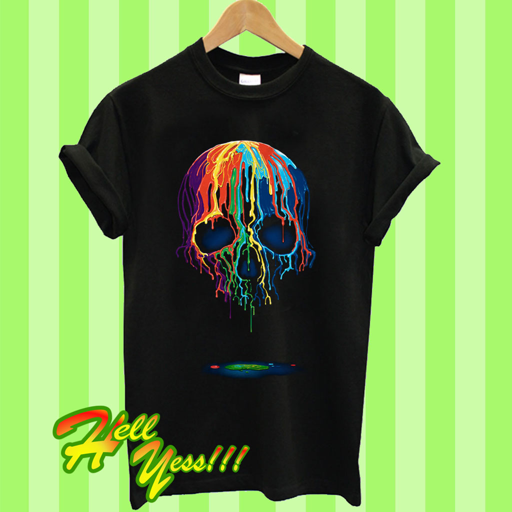 black shirt with green skulls